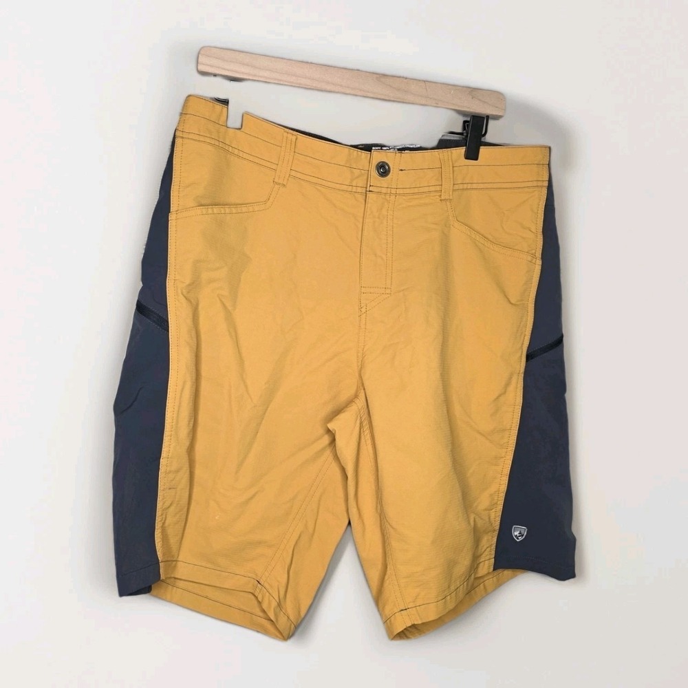 Kuhl Shorts Men's Size 36 Outdoor Hiking Performance Yellow Blue Gorpcore